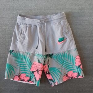 Nike Floral Sweat shorts Mens Medium Blue Hawaii Resort Beach Casual